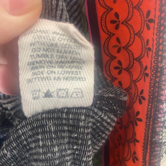 Indigo Thread Co. Top Womens XL Gray Patchwork Sleeve Ribbed Knit Boho - Picture 4 of 9